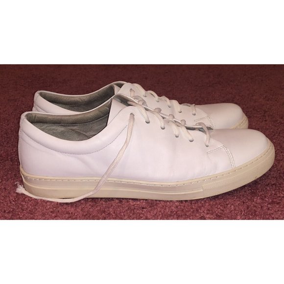 Kenneth Cole Men’s White Leather Tennis Shoes Size 10.5 Pre Owned - Picture 2 of 6